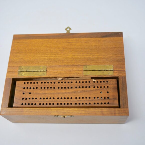 Vintage WM F DRUEKE & Sons Wooden Dovetail Box Dominoes Cribbage Board USA EUC - Picture 3 of 14